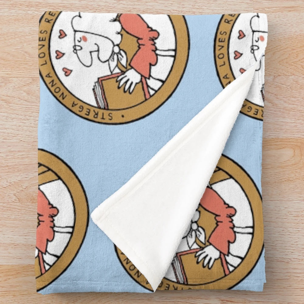 Strega Nona inspired plush blanket with a cozy, comforting design