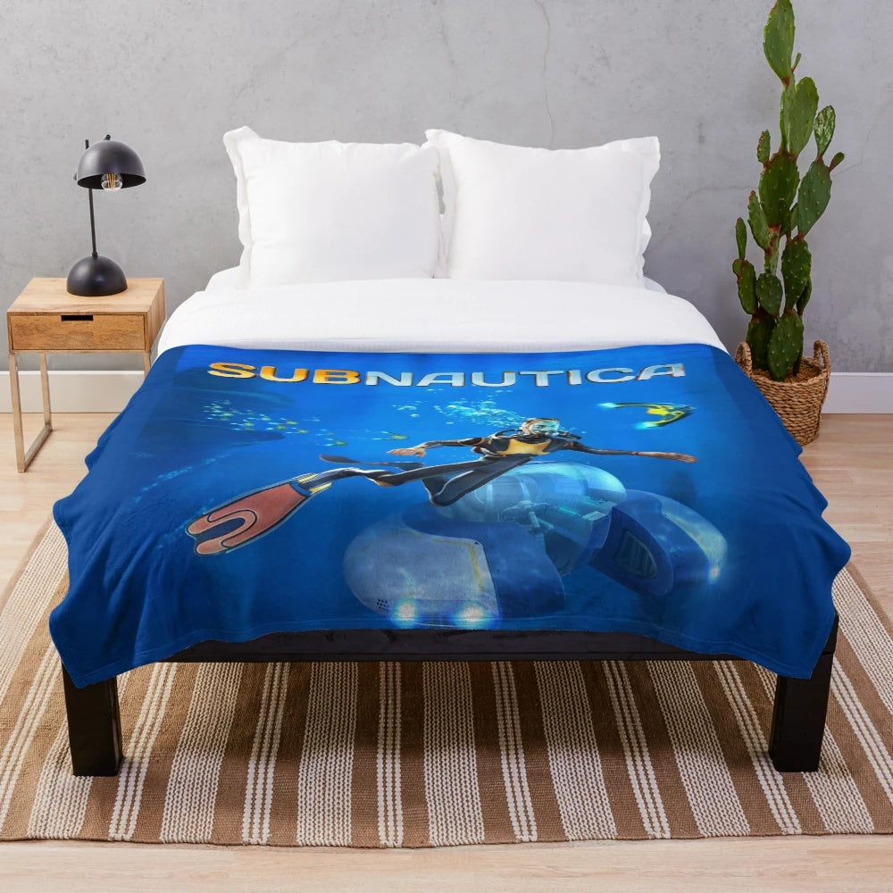 Subnautica-inspired plush blanket for cozy underwater-themed decor