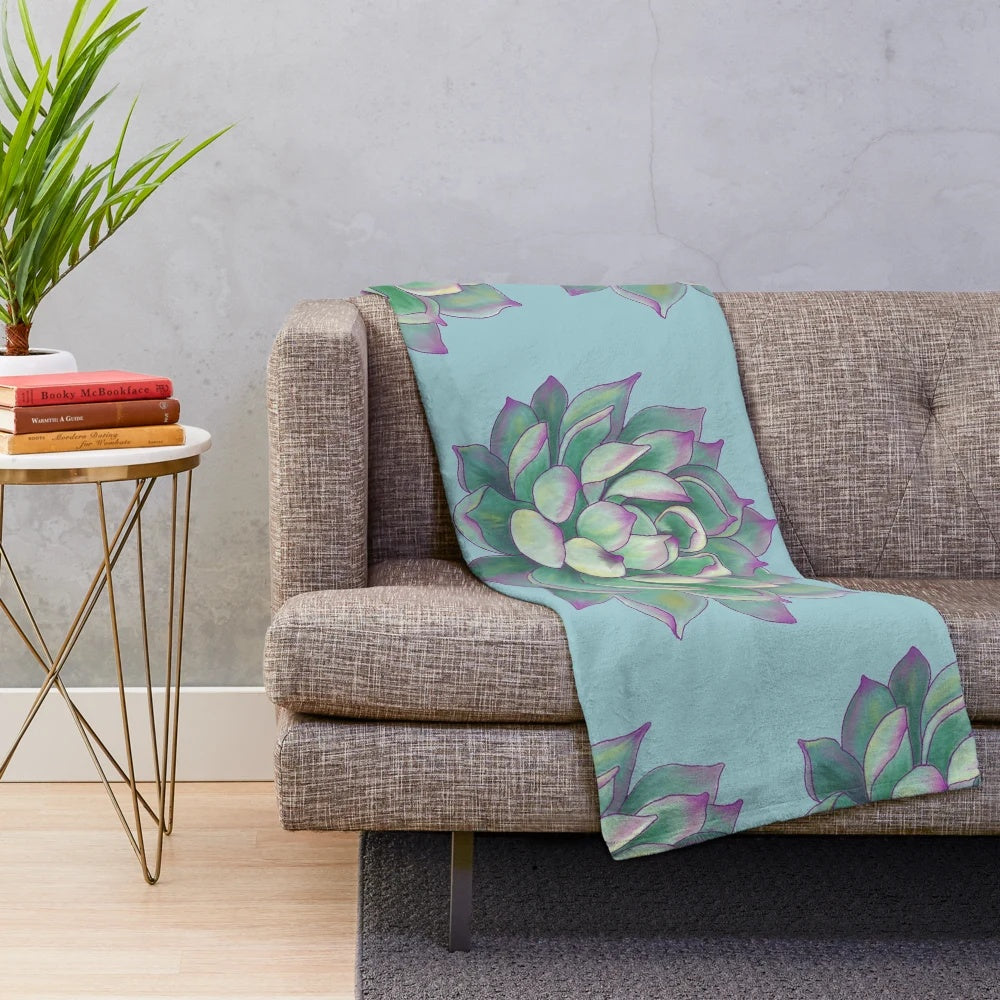 Soft and Plush Succulent Plant Themed Blanket
