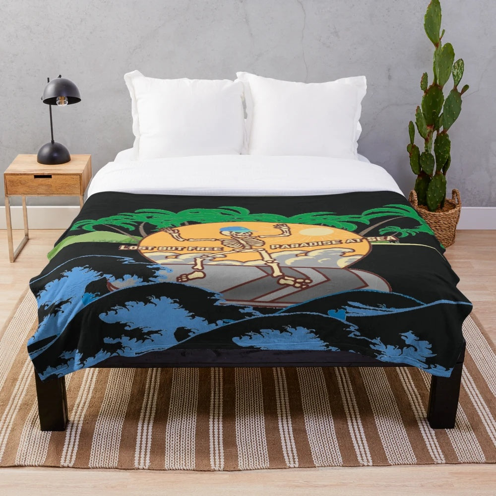 Soft, comfortable plush blanket with coastal design