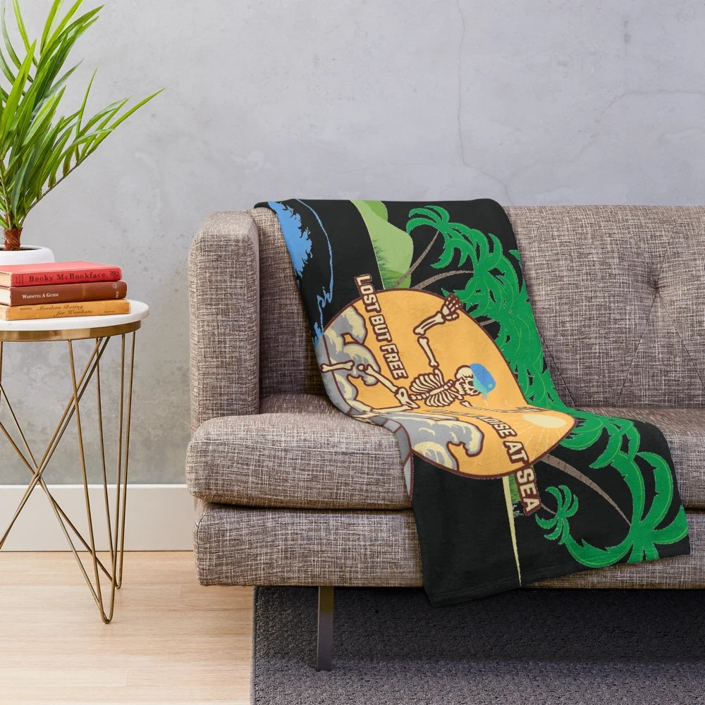 Soft, comfortable plush blanket with coastal design