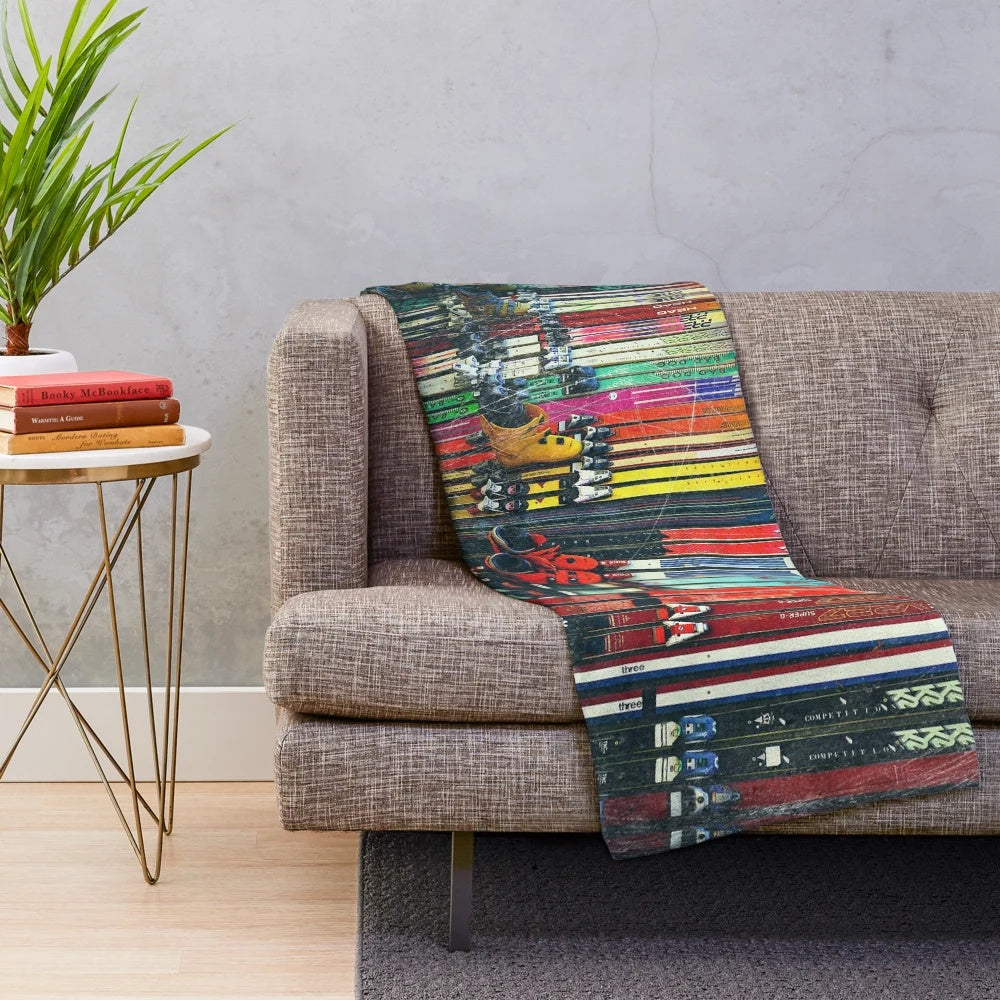 Sun Valley inspired plush blanket with vintage ski photography