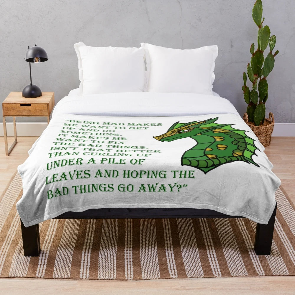 Sundew-inspired plush blanket featuring fantasy dragon wings