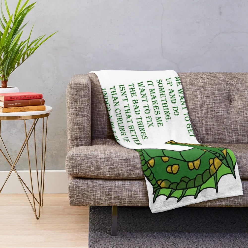Sundew-inspired plush blanket featuring fantasy dragon wings