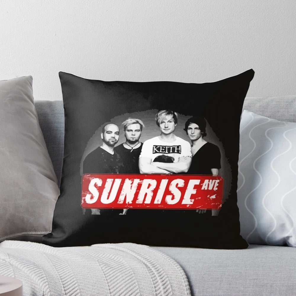 Soft, plush pillow featuring the Sunrise Avenue band logo and imagery