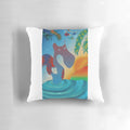 Sunset-inspired decorative pillow with shades of blue and yellow