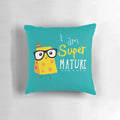 A soft, plush pillow featuring a mature, bespectacled character design for cozy, whimsical home decor.