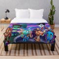 Super Monsters Plush Blanket with Colorful Characters