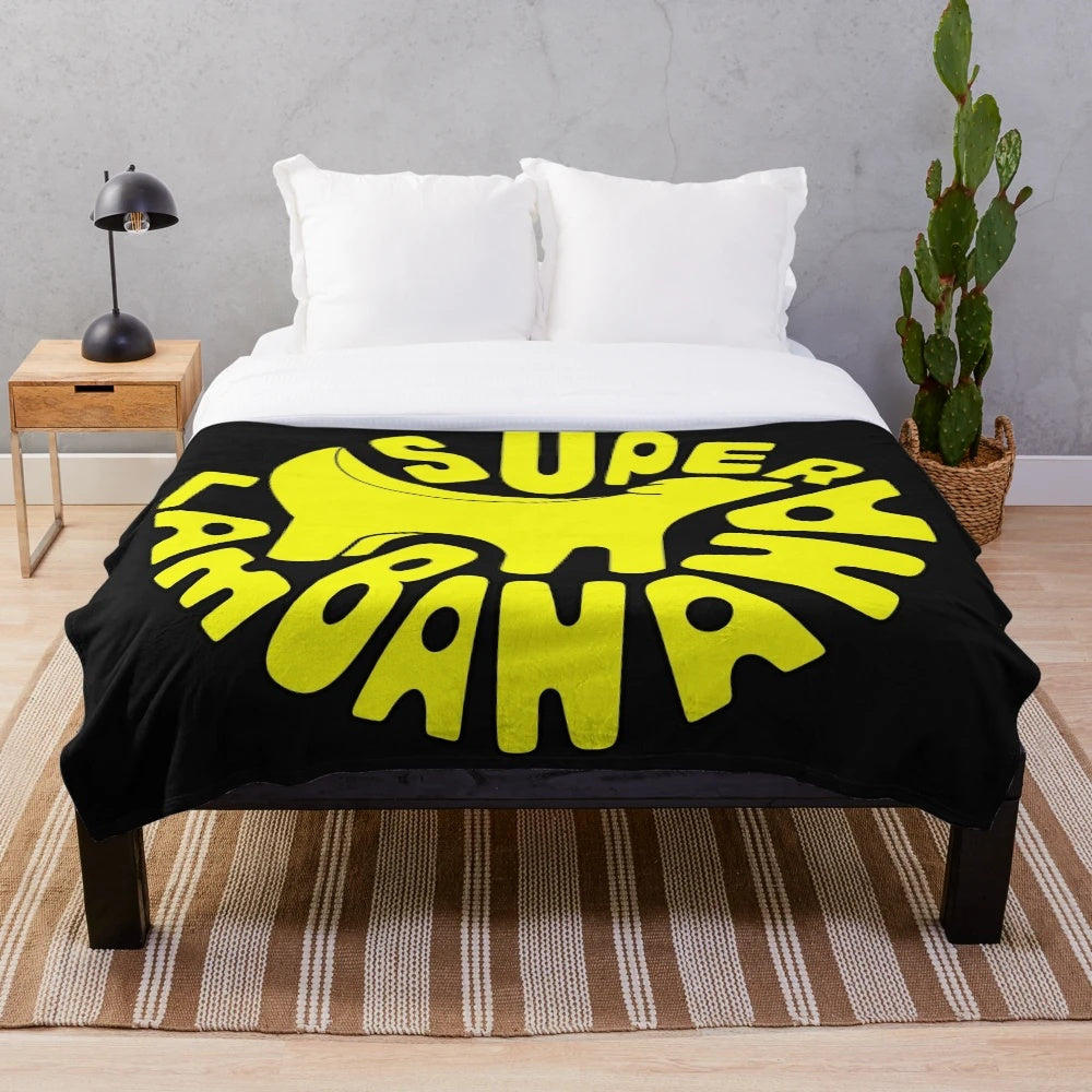 Soft and cuddly SuperLamBanana plush blanket showcasing the iconic Liverpool culture