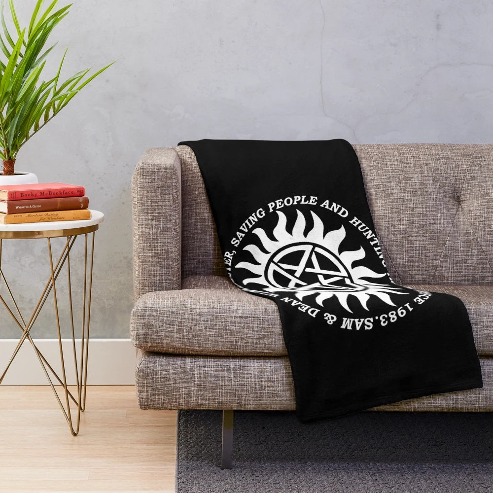 Supernatural inspired plush blanket with fan-favorite characters