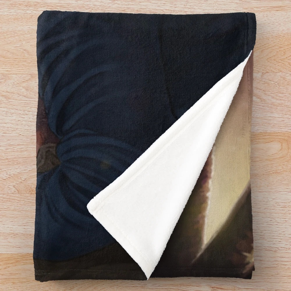 Supernatural-inspired plush blanket featuring Castiel and Dean Winchester