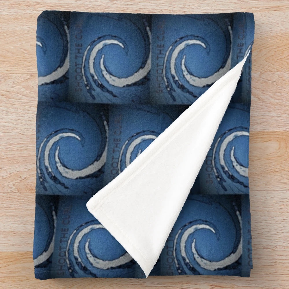 Plush blanket with surfing-themed design, perfect for surfers and beach lovers