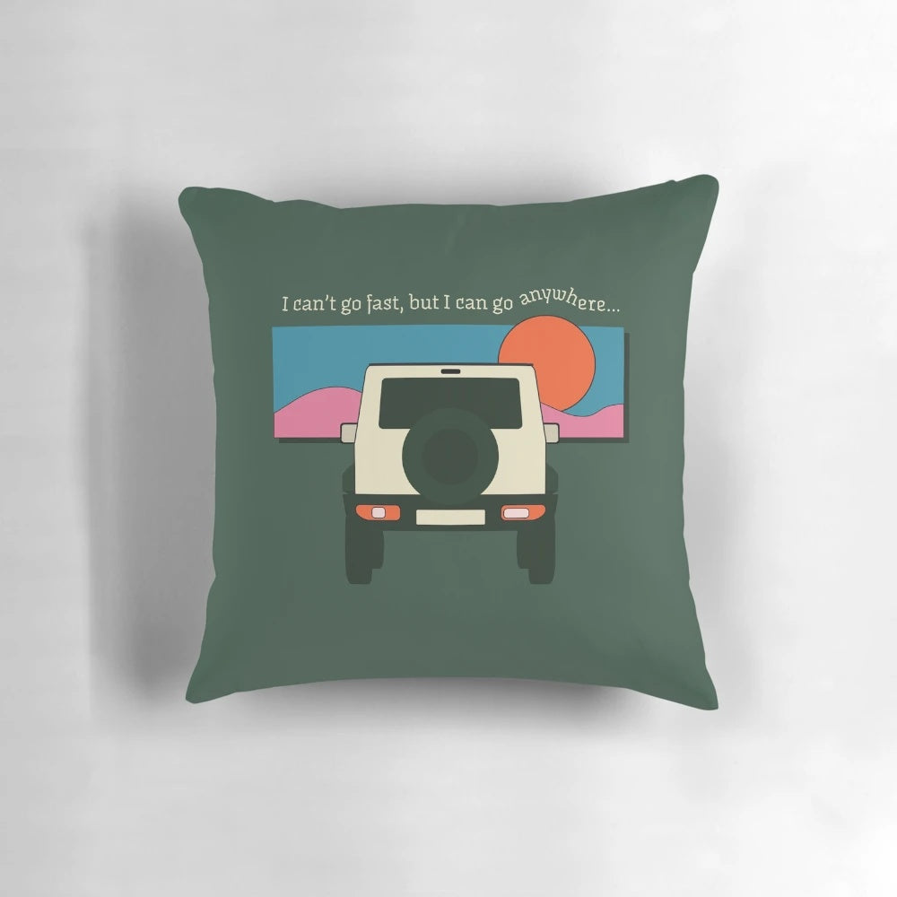 Cream-colored Suzuki Jimny-themed decorative pillow, perfect for Jimny enthusiasts and 4x4 fans.