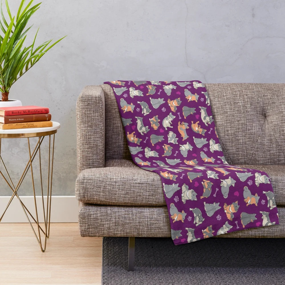 Vallhund plush blanket featuring a pack of adorable Swedish Vallhund dogs