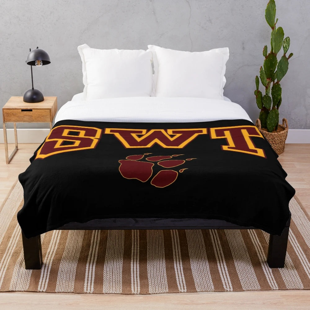 Soft plush blanket with Texas State University logo