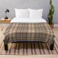 Cozy tartan pattern plush blanket in shades of brown and fall colors