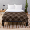 Tartan plaid plush blanket in brown tones