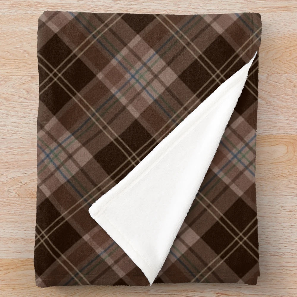 Tartan plaid plush blanket in brown tones
