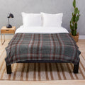 Red and grey tartan plush blanket