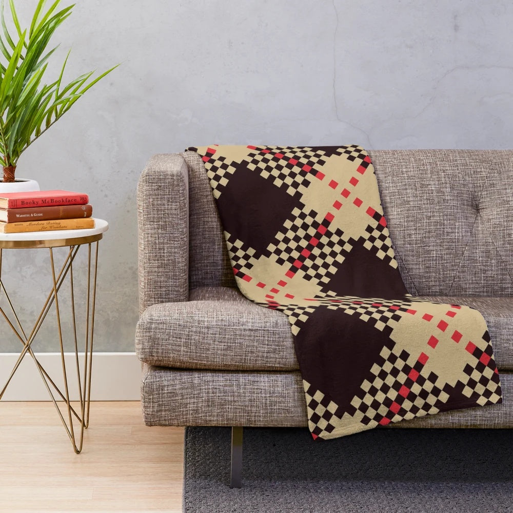 Tartan plaid plush blanket with traditional Scottish clan pattern design