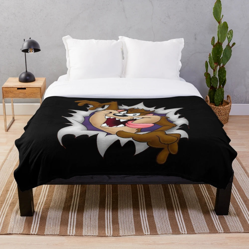Soft and cuddly Tasmanian Devil plush blanket for children
