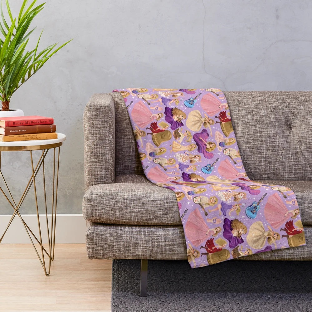Taylor Swift inspired plush blanket with purple and blue tones