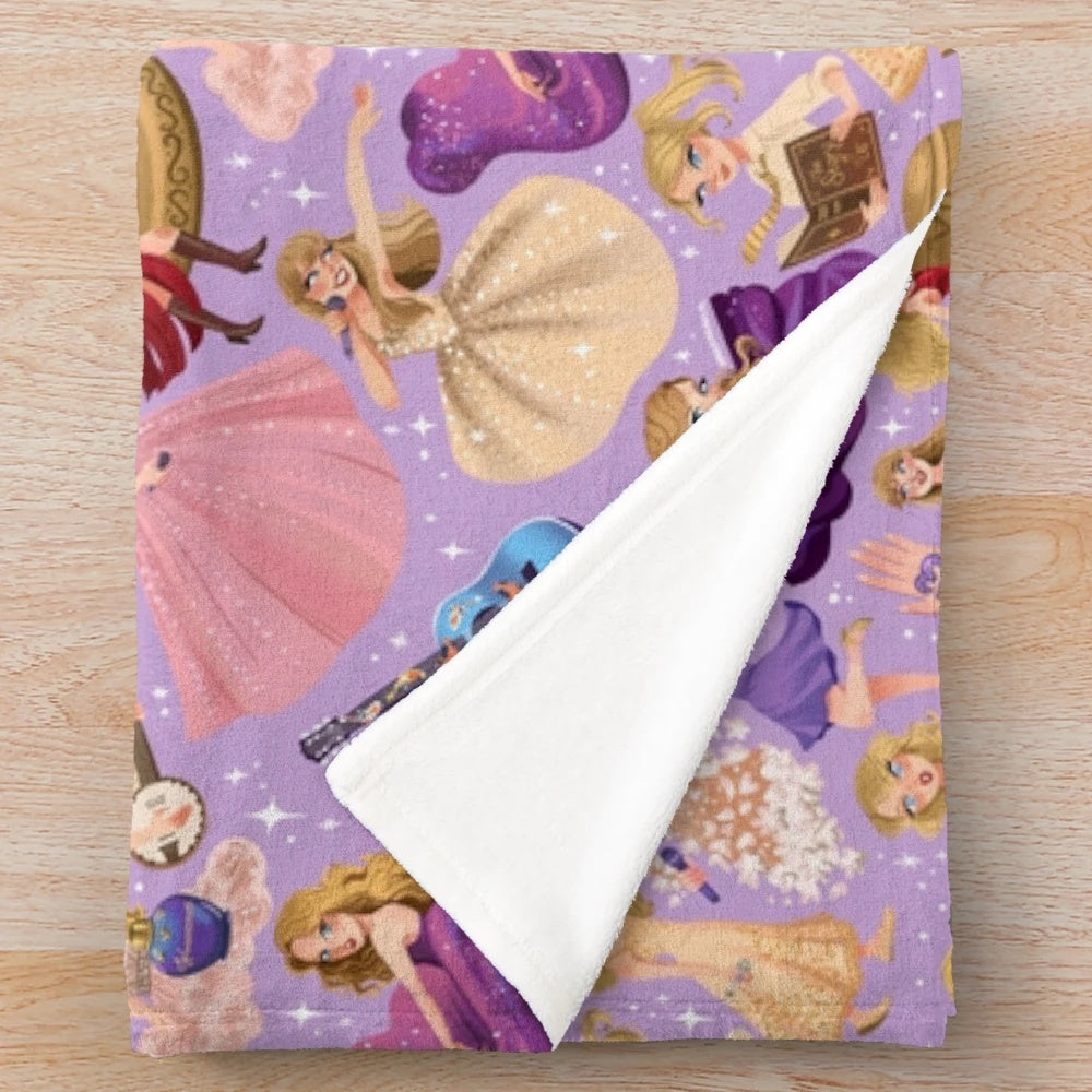 Taylor Swift inspired plush blanket with purple and blue tones