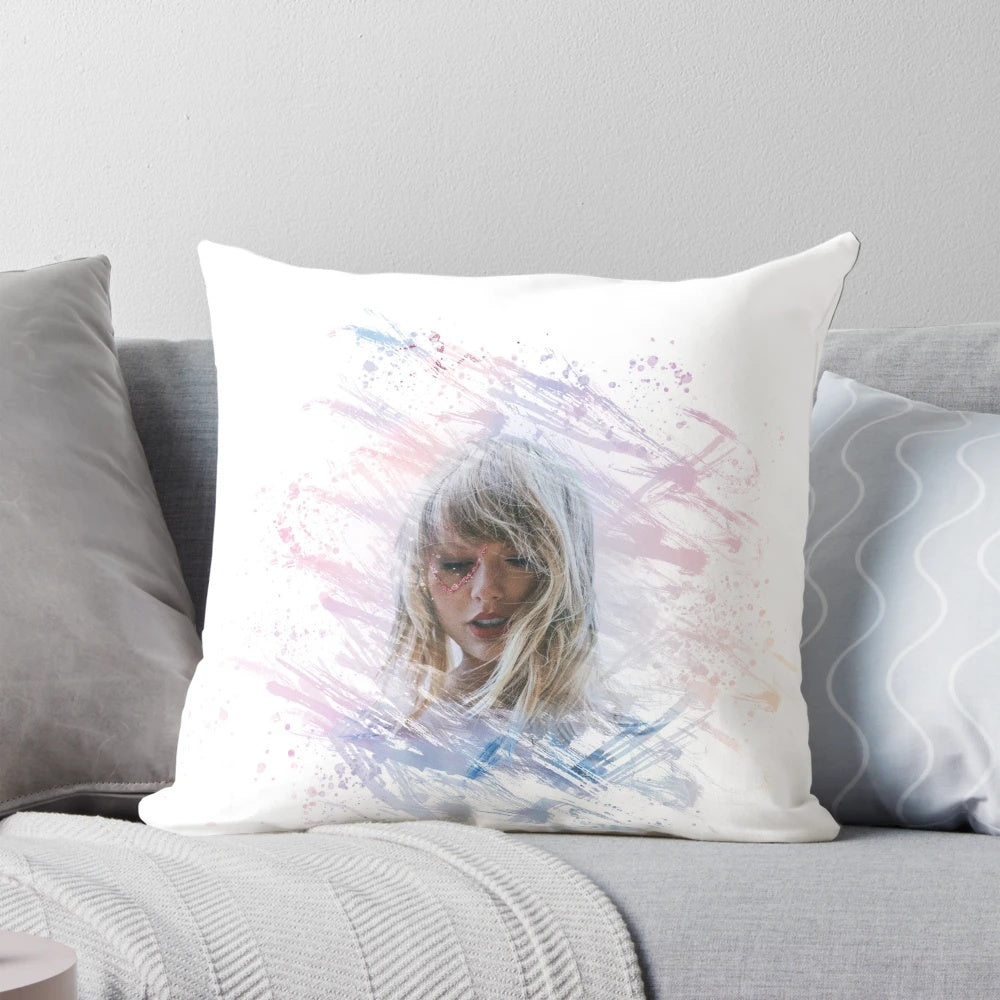 Taylor Swift Lover Pillow with Stylized Floral Artwork