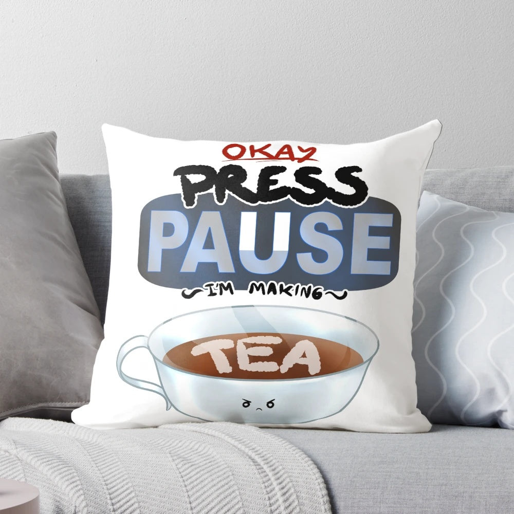 Ragequit Tea Break Pillow with a cozy, plush design for gaming and relaxation