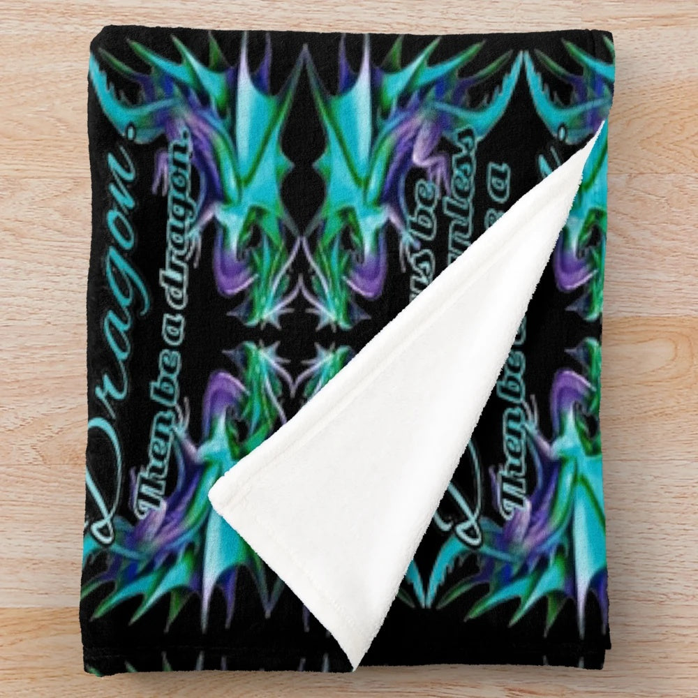 Teal dragon plush blanket for cozy home decor