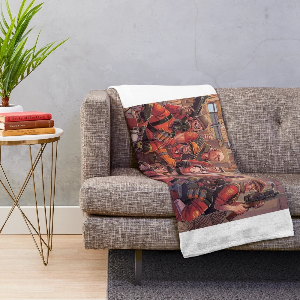 Team Fortress 2 inspired plush blanket with characters