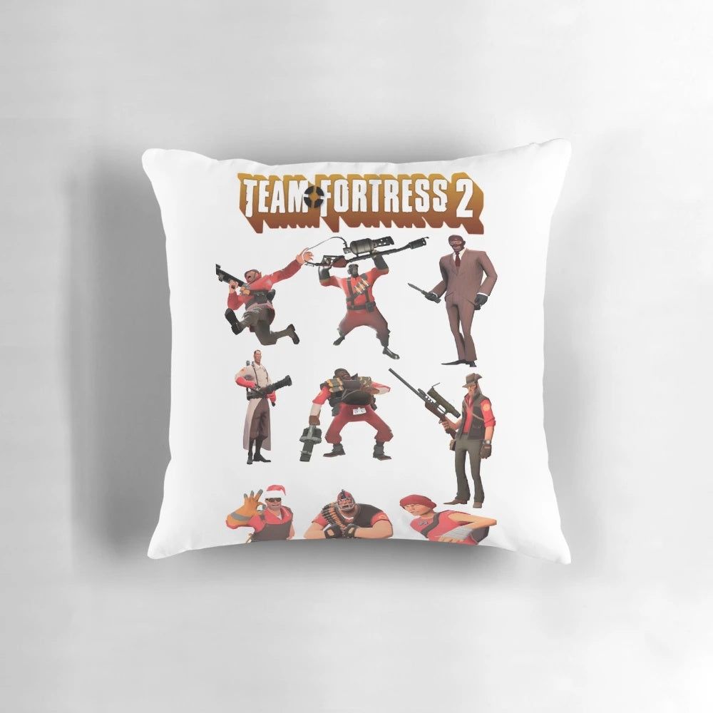 Team Fortress 2 Pillow featuring all playable classes and the iconic TF2 logo