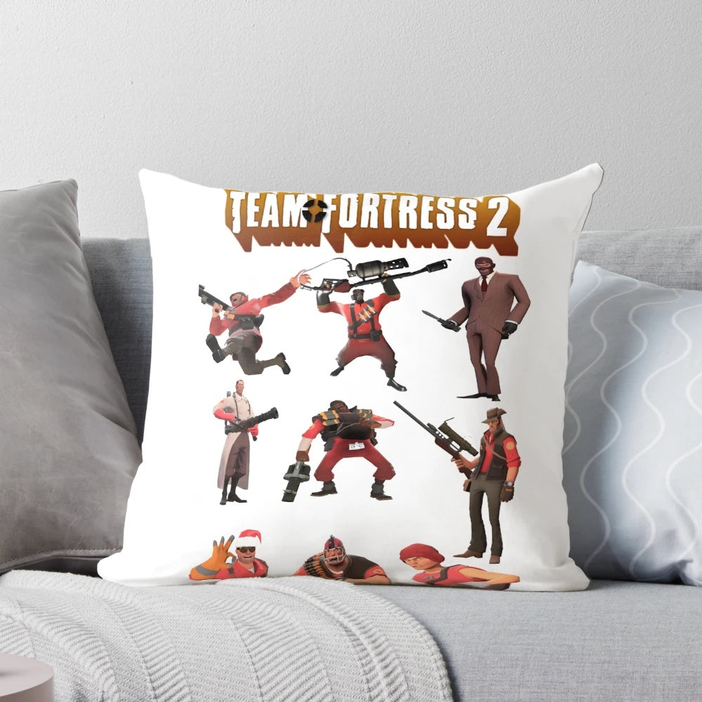 Team Fortress 2 Pillow featuring all playable classes and the iconic TF2 logo