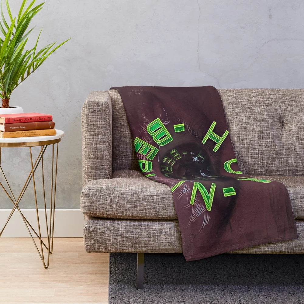 Techno-inspired plush blanket with vibrant colors and patterns