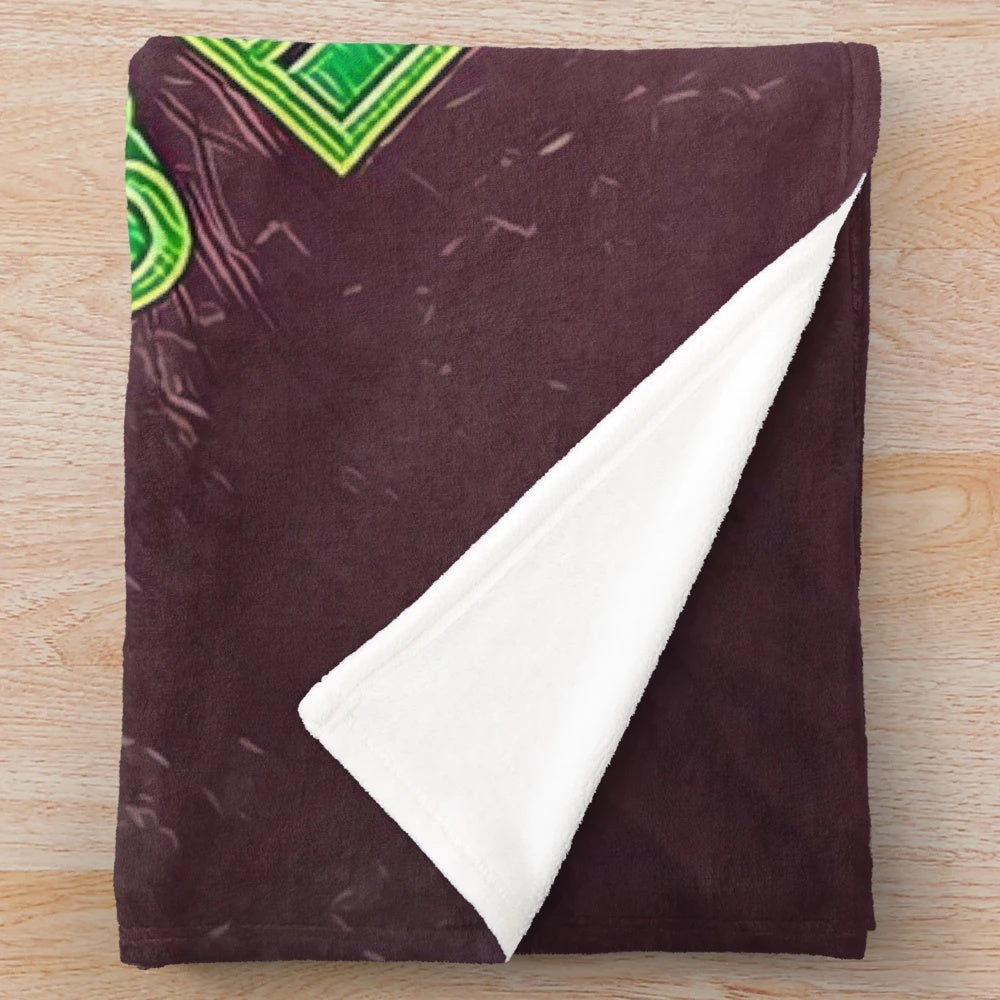Techno-inspired plush blanket with vibrant colors and patterns