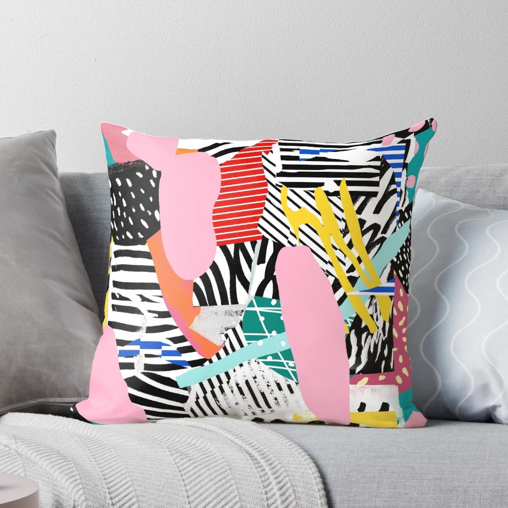 Soft and plush tennis court throw pillow with vibrant tennis court design