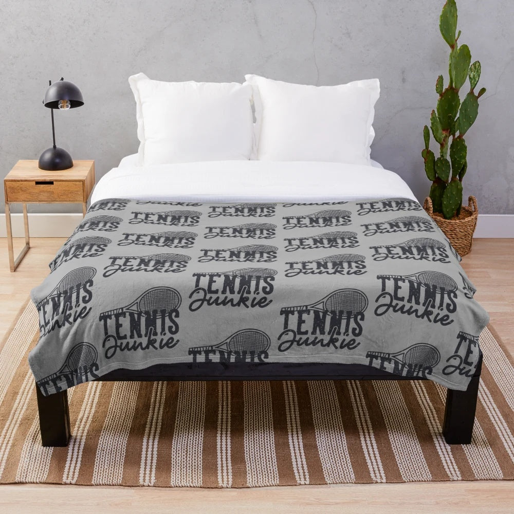 Tennis Plush Blanket with Tennis Racquet Design