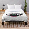 Tesla-inspired plush blanket with car and automotive details