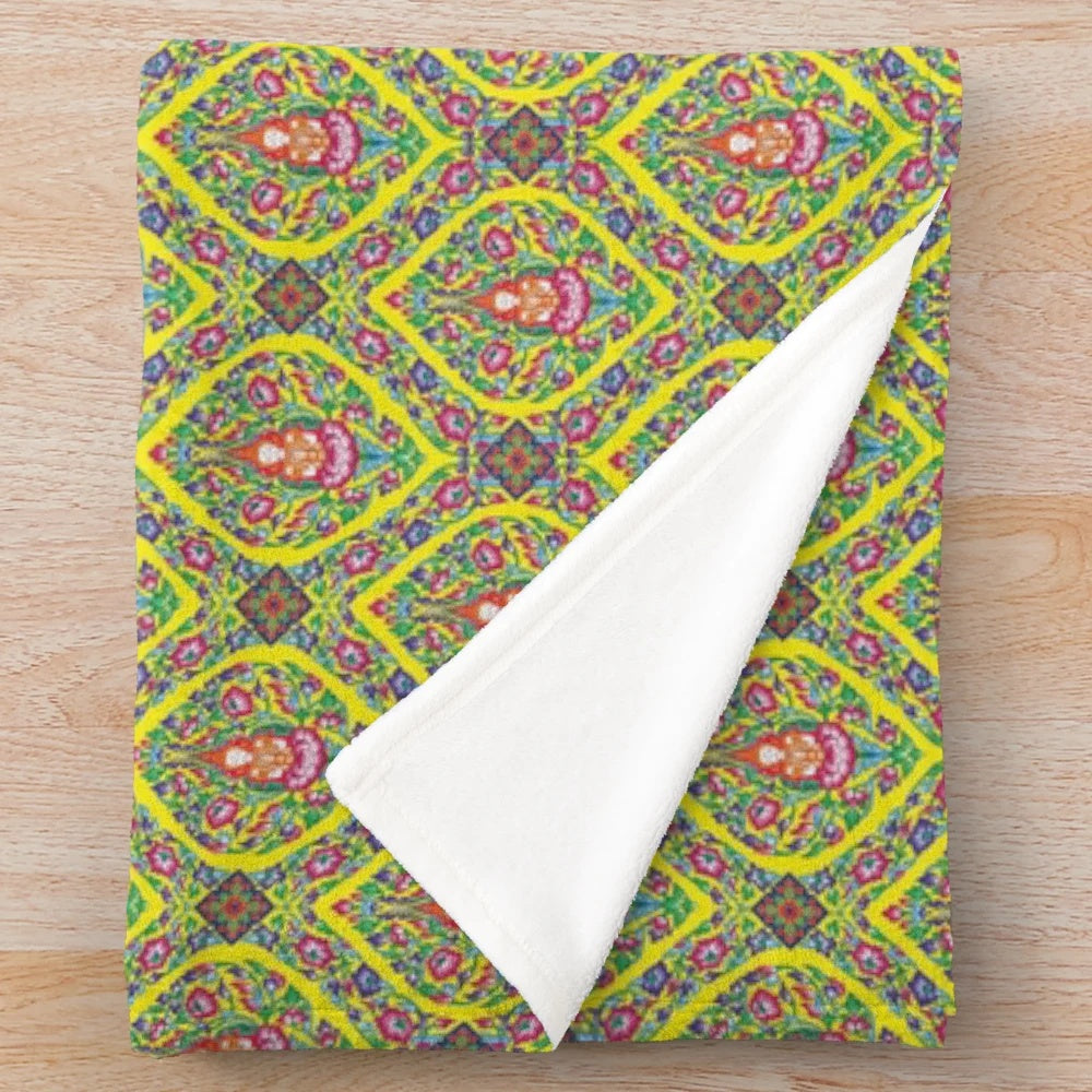 Thai pattern plush blanket with a soft, textured design
