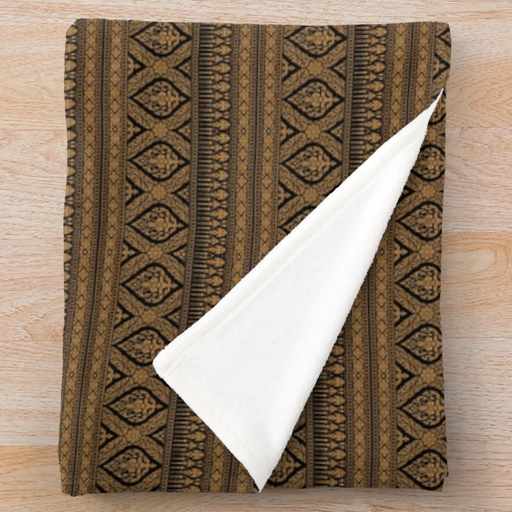 Vibrant Thai-inspired patterned plush blanket