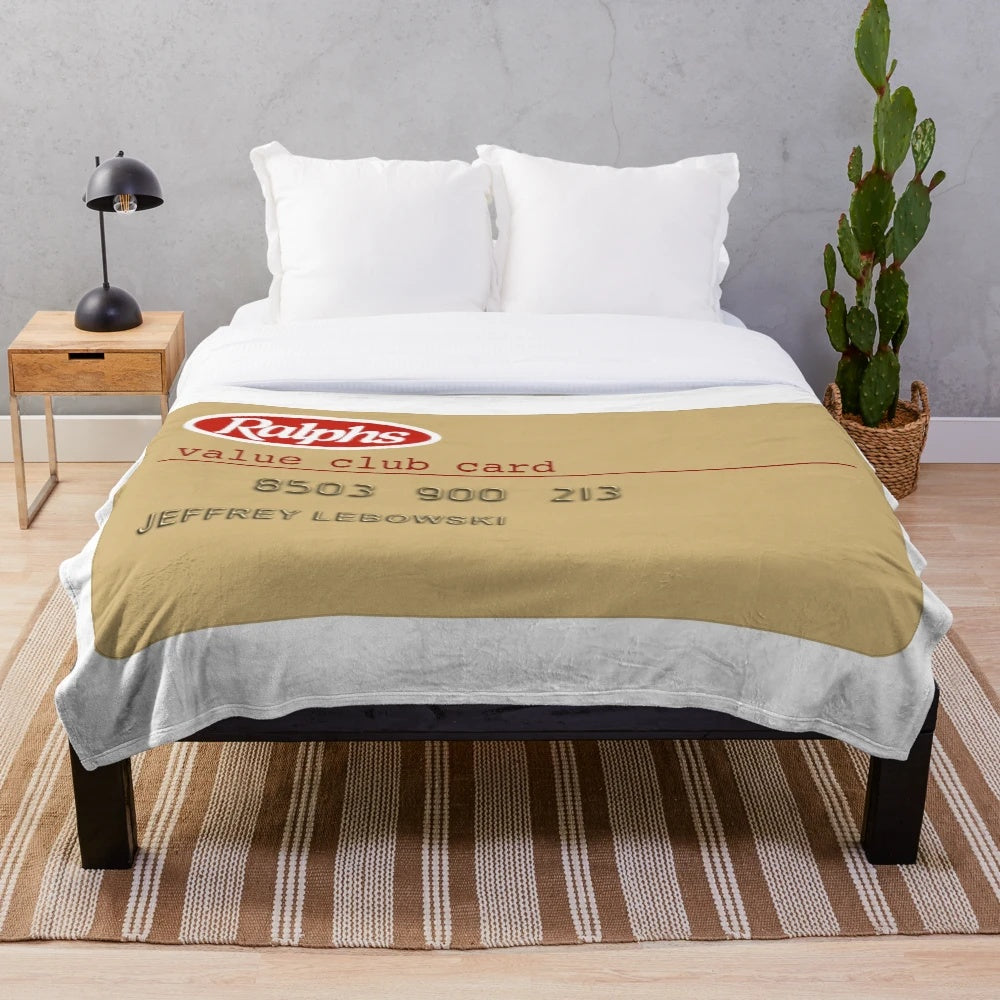 The Big Lebowski inspired plush blanket featuring the iconic character Jeffrey Lebowski