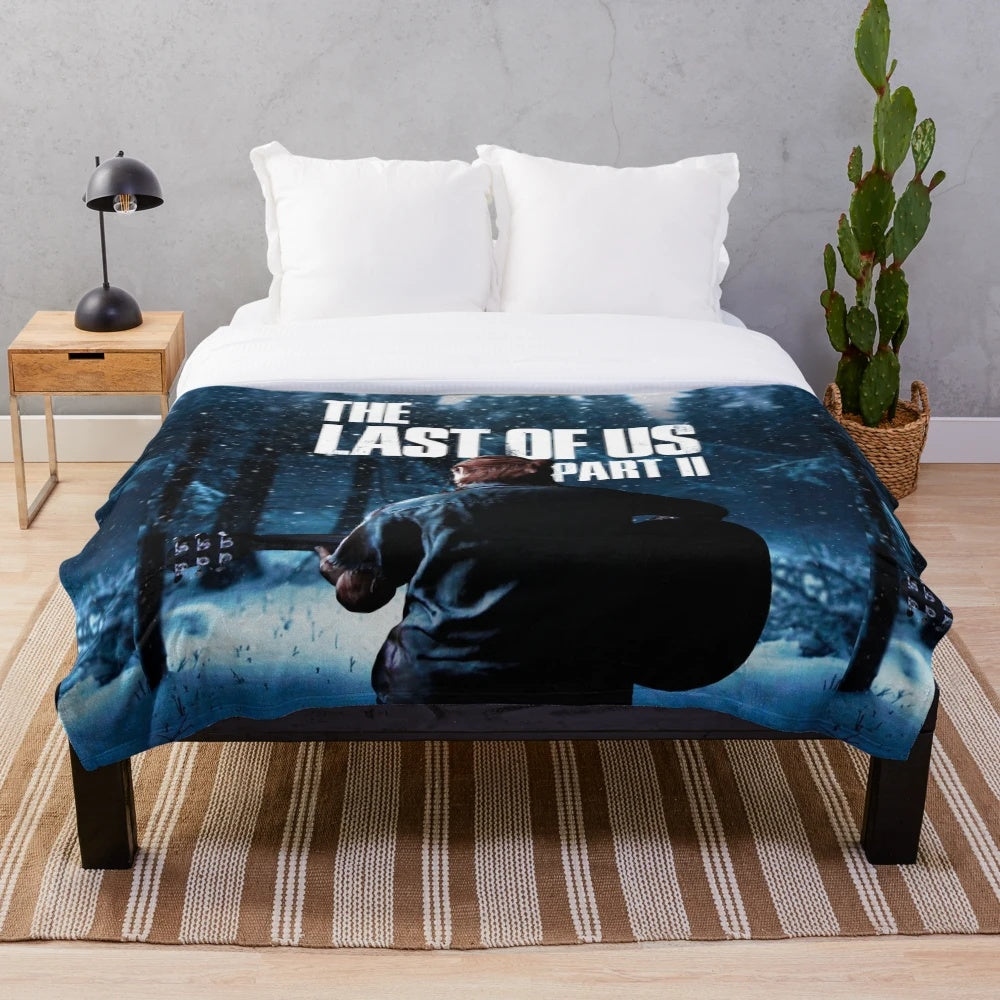 The Last of Us Part 2 inspired plush blanket featuring a snowy winter landscape