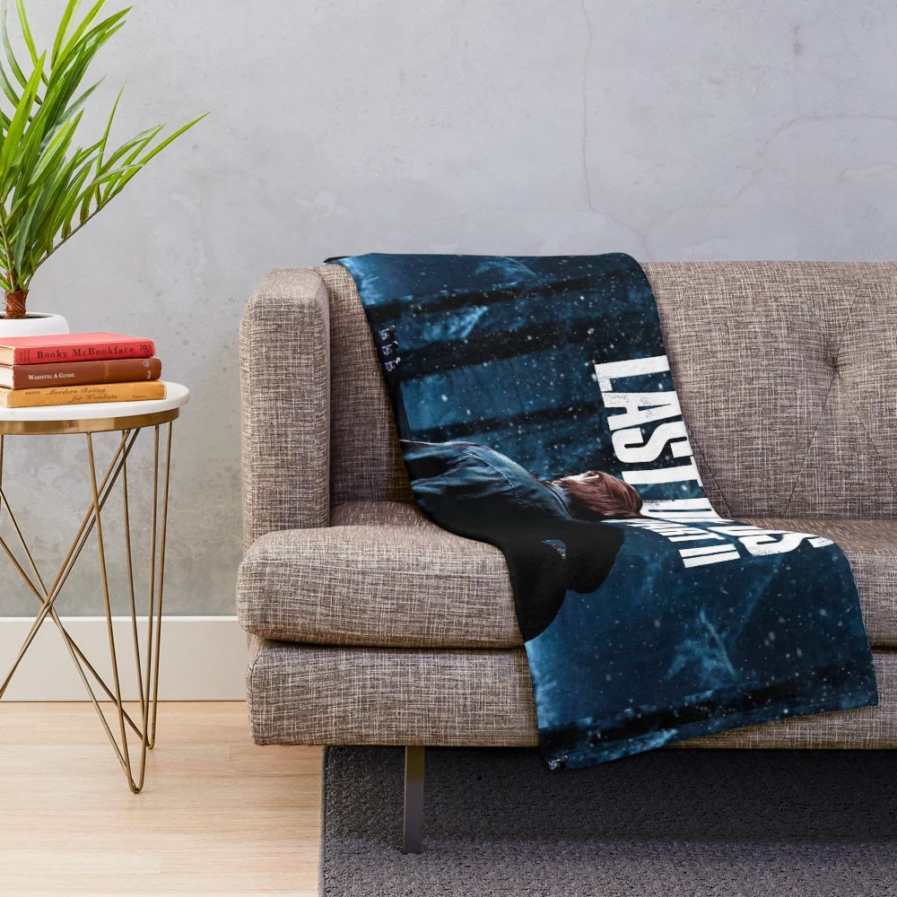 The Last of Us Part 2 inspired plush blanket featuring a snowy winter landscape