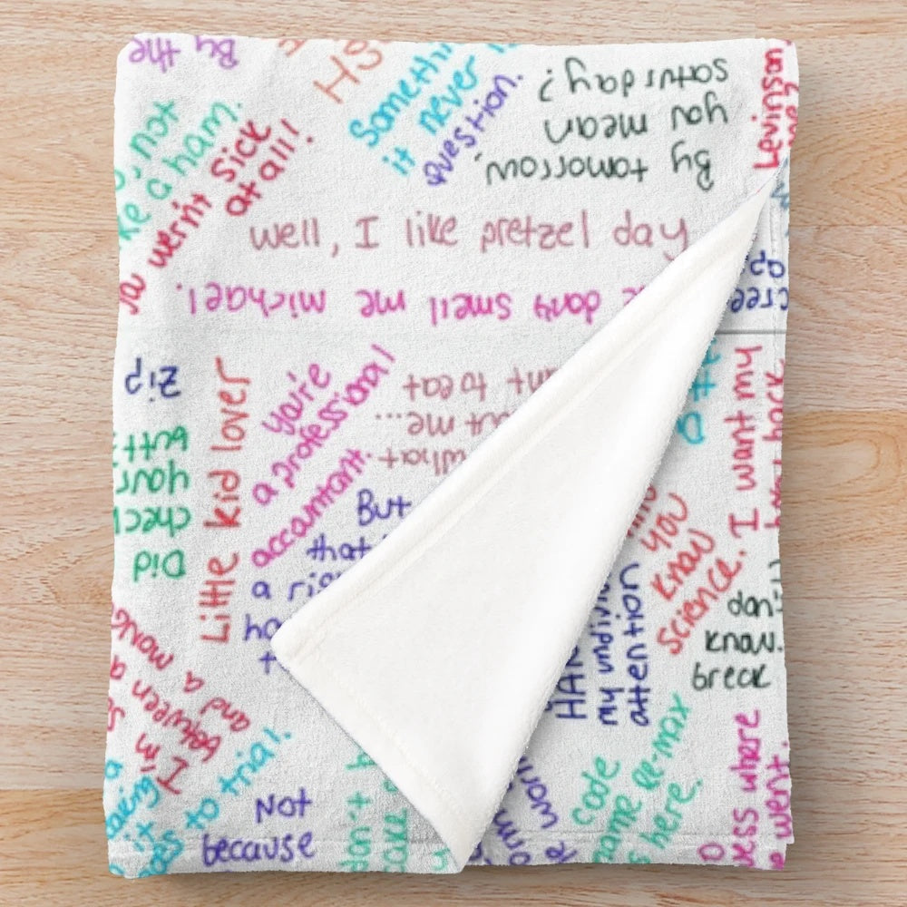 The Office-inspired plush blanket featuring quotes from the show