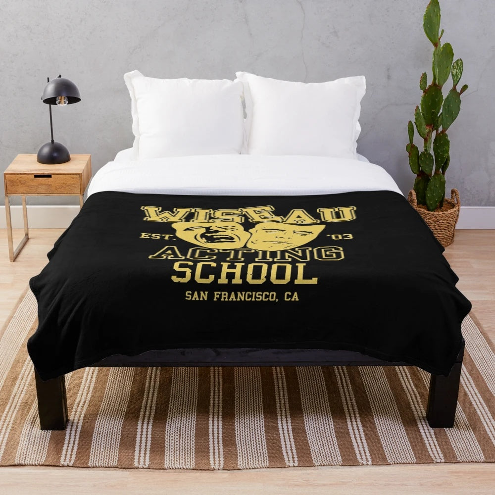 Plush blanket featuring iconic quotes and scenes from the cult classic film "The Room