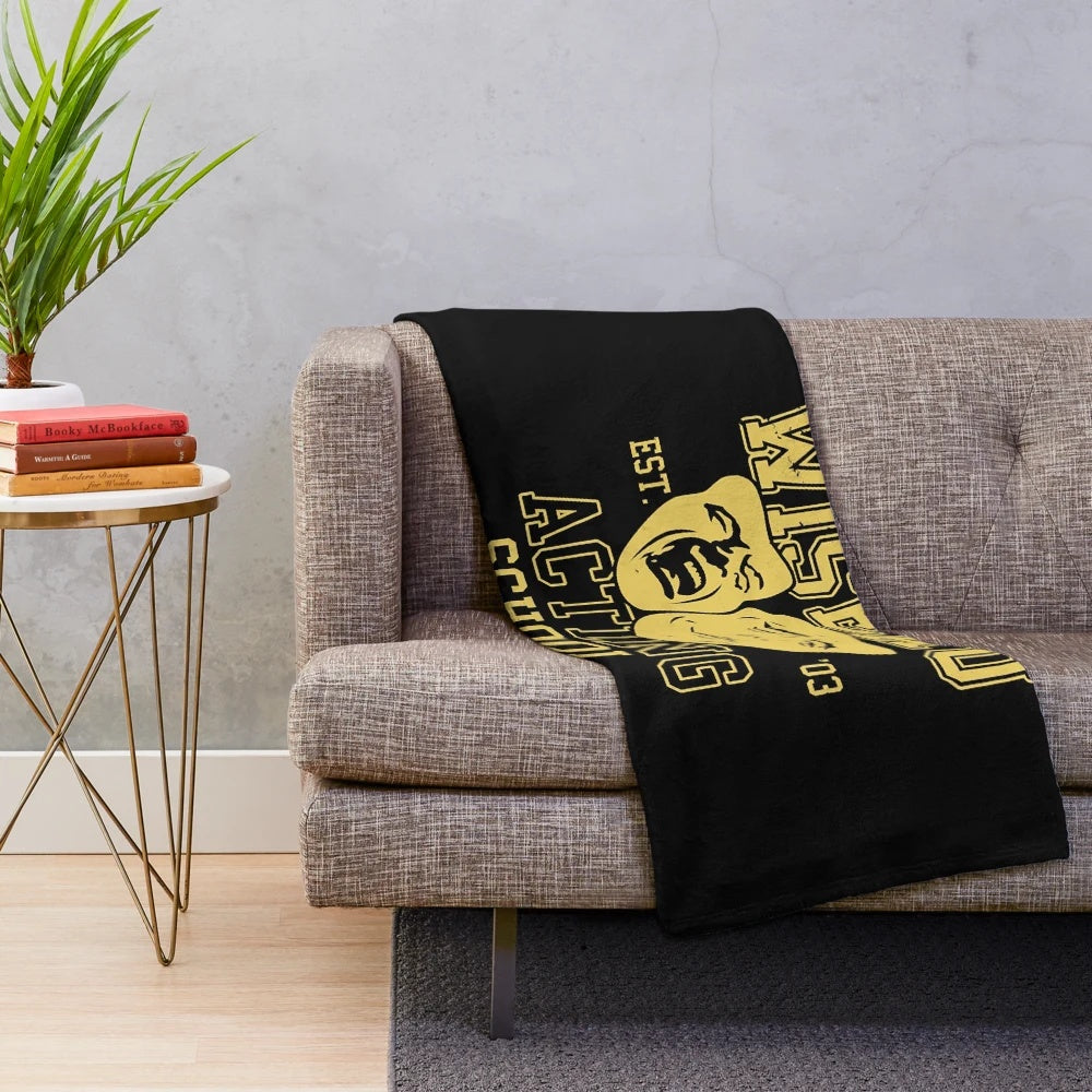 Plush blanket featuring iconic quotes and scenes from the cult classic film "The Room