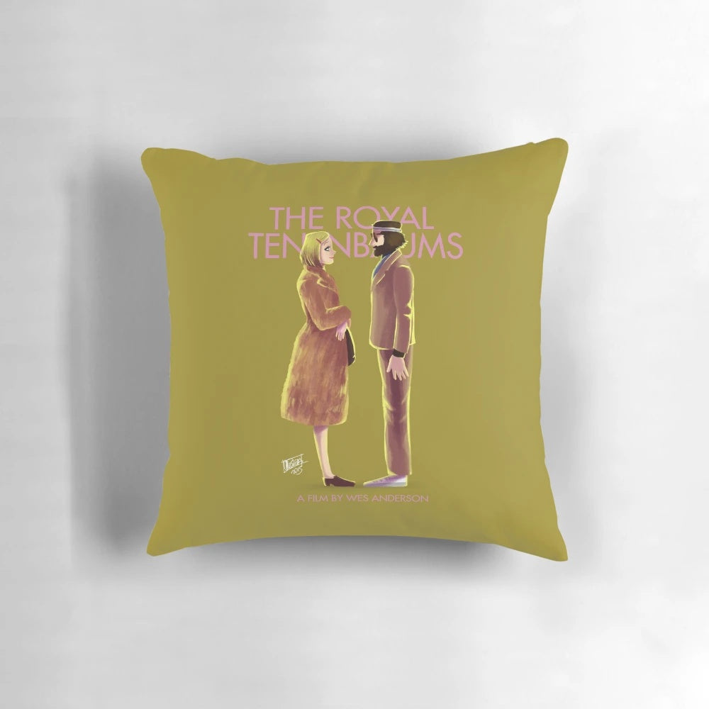 The Royal Tenenbaums movie-inspired decorative pillow with Wes Anderson's iconic aesthetic