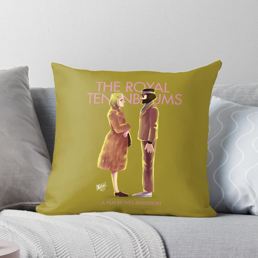 The Royal Tenenbaums movie-inspired decorative pillow with Wes Anderson's iconic aesthetic