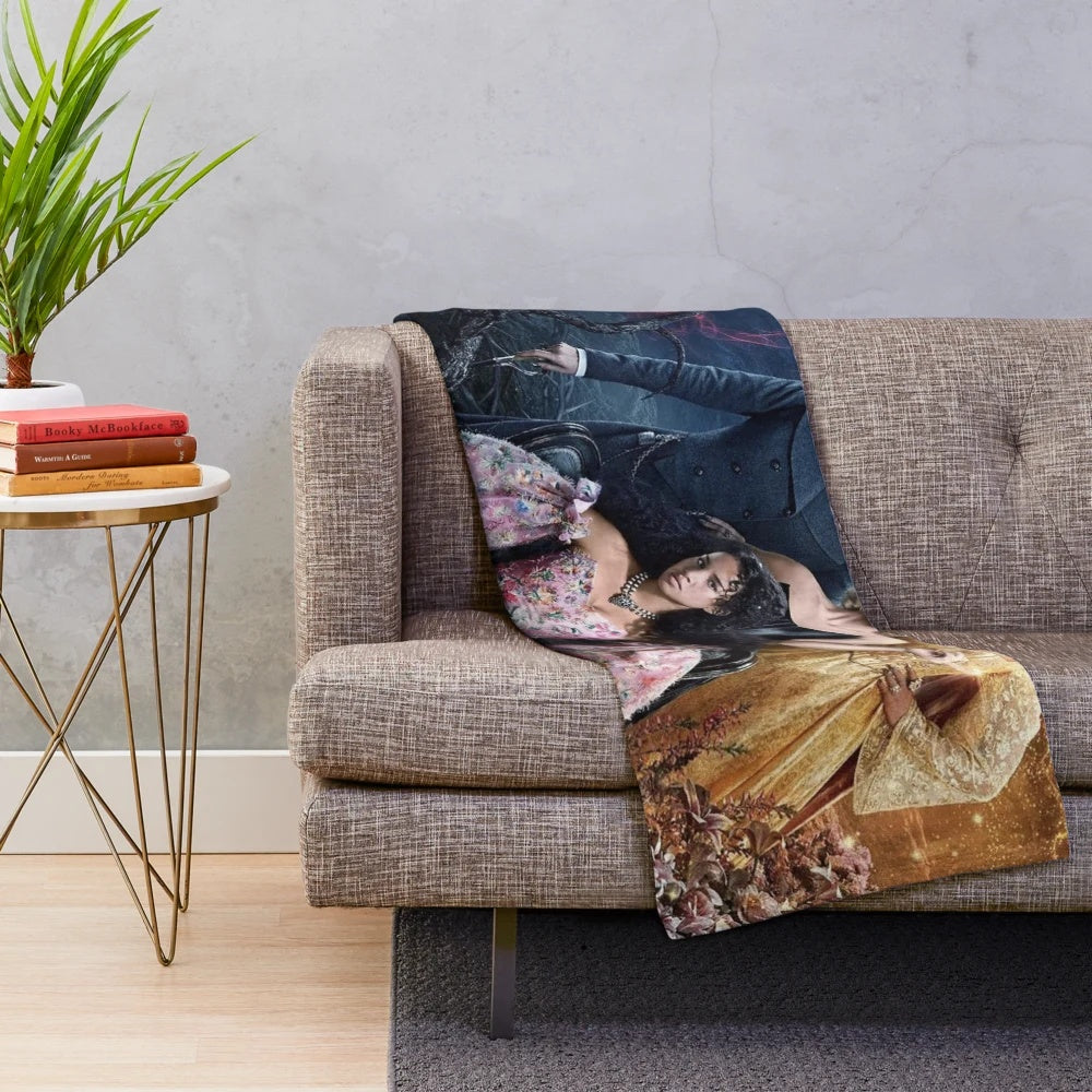 The School for Good and Evil inspired plush blanket with characters Agatha and Sophie