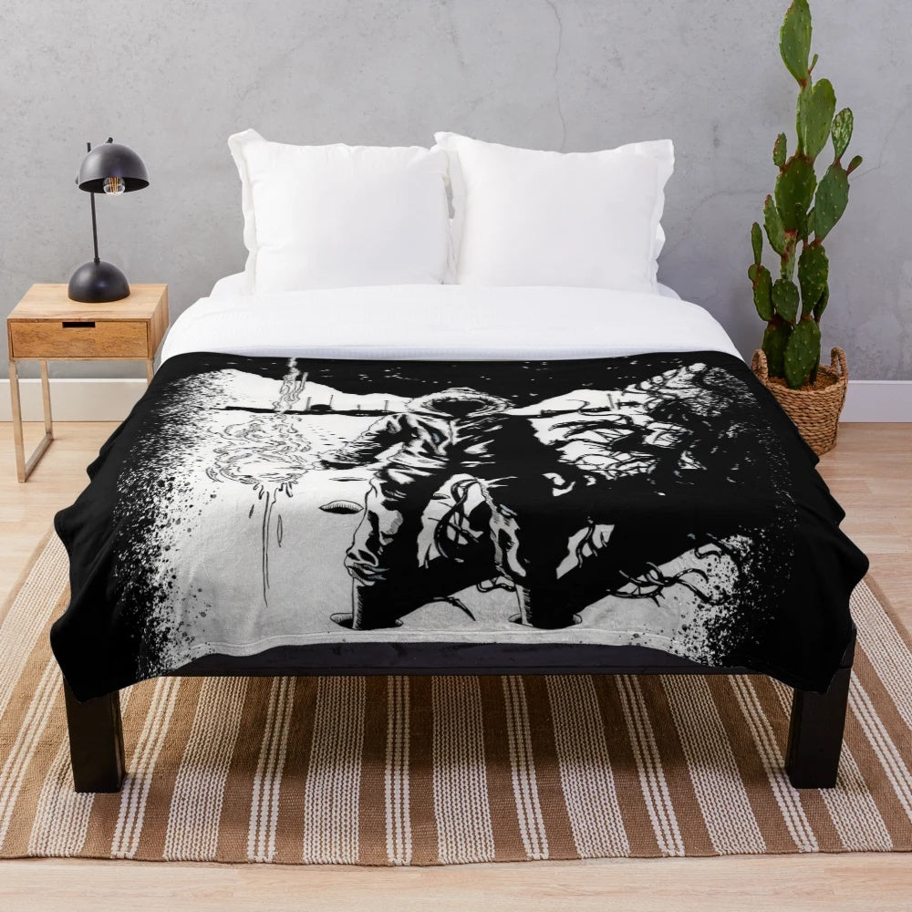 The Thing inspired plush blanket with a nod to the classic 1982 horror movie